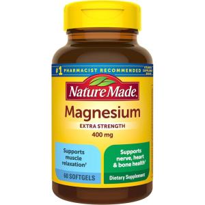 Nature Made Magnesium Oxide 400 mg Softgels, Extra Strength Magnesium Supplements for Men and Women, Support for Muscle, Nerve, Bone and Heart, 60 Day Supply(60 Count (Pack of 1))