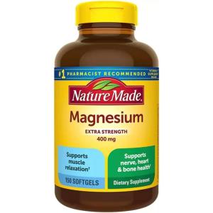 Nature Made Magnesium Oxide 400 mg Softgels, Extra Strength Magnesium Supplements for Men and Women, Support for Muscle, Nerve, Bone and Heart, 60 Day Supply(150 Count (Pack of 2))