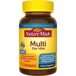 Nature Made Multivitamin for Him, Mens Multivitamins with No Iron, Daily Nutritional Support, Nature Made Multi Mens Vitamins & Minerals, 90 Tablets, 90 Day Supply(90 Count (Pack of 4))