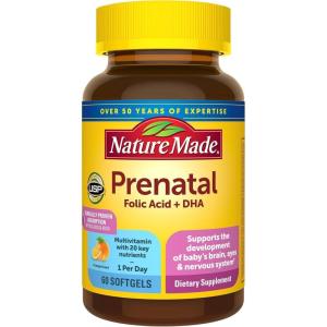 Nature Made Prenatal Vitamins for Women with Folic Acid + DHA, Prenatal Vitamin and Mineral Supplement for Daily Nutritional Support, 110 Softgels, 110 Day Supply(1 Count (Pack of 60))