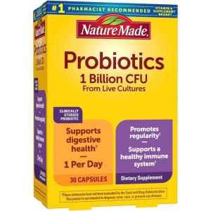 Nature Made Probiotics for Women and Men, Probiotic Capsules 1 Billion CFU from Live Cultures for Immune & Digestive Support, 30 Capsules, 30 Day Supply(30 Count (Pack of 1))