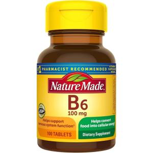 Nature Made Vitamin B6 100mg, B6 Vitamins for Energy Metabolism Support, 100 Tablets, 100 Day Supply(100 Count (Pack of 4))