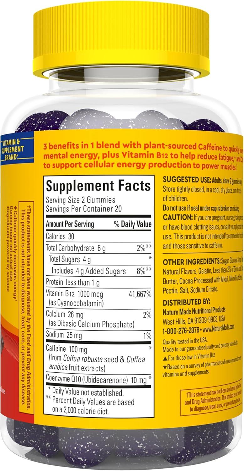 image:imageNature Made Wellblends EnergyMAX Gummies Fast Acting Caffeine CoQ10 amp Vitamin B12 1000mcg Energy Support Gummy Vitamins Nature Made Gummies 40 Count