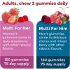Nature Made Multivitamin Gummies Combo Pack for Him & Her, Tasty Men & Womens Multivitamin with Vitamin C, Vitamin D3, B Vitamins, Zinc & More, Two Multivitamin Bottles