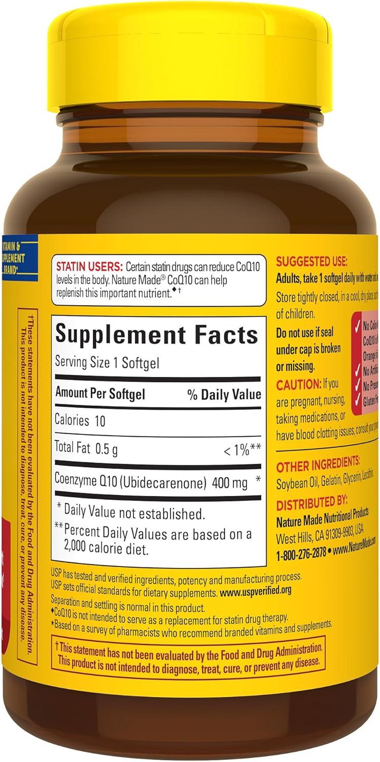 image:imageNature Made CoQ10 400mg Softgels Dietary Supplement for Heart Health Support 40 Count 40 Day Supply40 Count Pack of 2