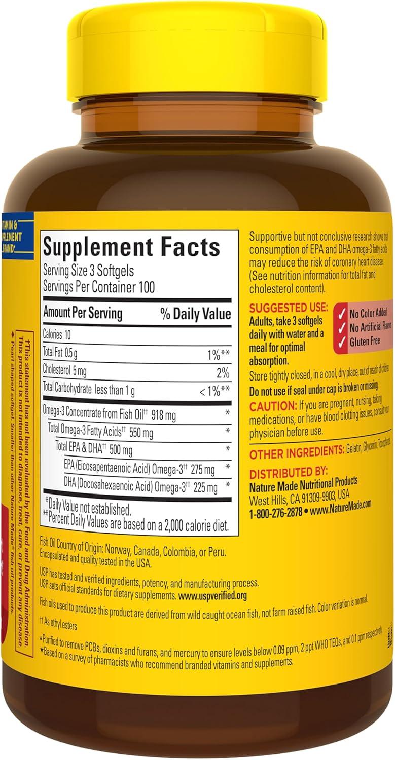image:imageNature Made Omega 3 Fish Oil Supplements 550mg Per Serving Fish Oil Omega 3 Supplements as Ethyl Esters for Healthy Heart Support 300 Softgels 100 Day Supply300 Count Pack of 1