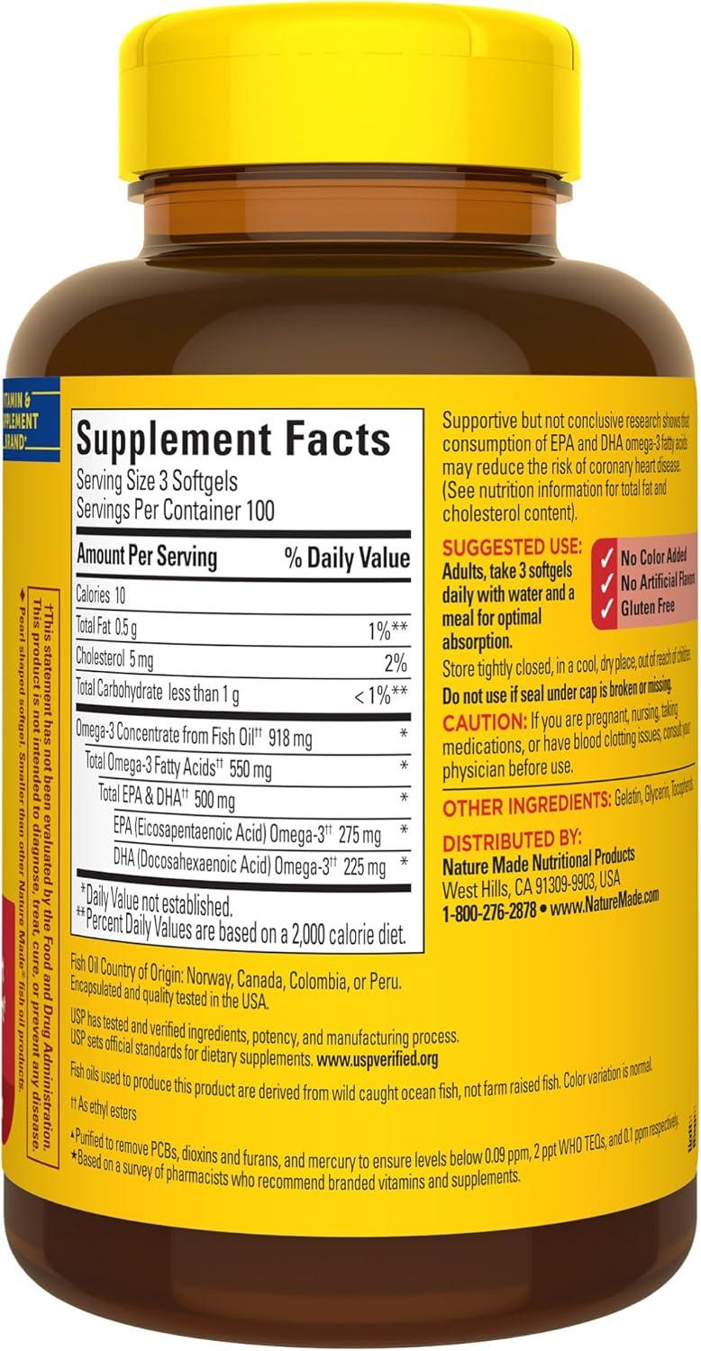 image:imageNature Made Omega 3 Fish Oil Supplements 550mg Per Serving Fish Oil Omega 3 Supplements as Ethyl Esters for Healthy Heart Support 300 Softgels 100 Day Supply300 Count Pack of 2