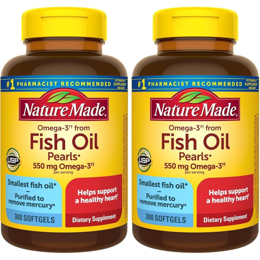 image:imageNature Made Omega 3 Fish Oil Supplements 550mg Per Serving Fish Oil Omega 3 Supplements as Ethyl Esters for Healthy Heart Support 300 Softgels 100 Day Supply300 Count Pack of 2