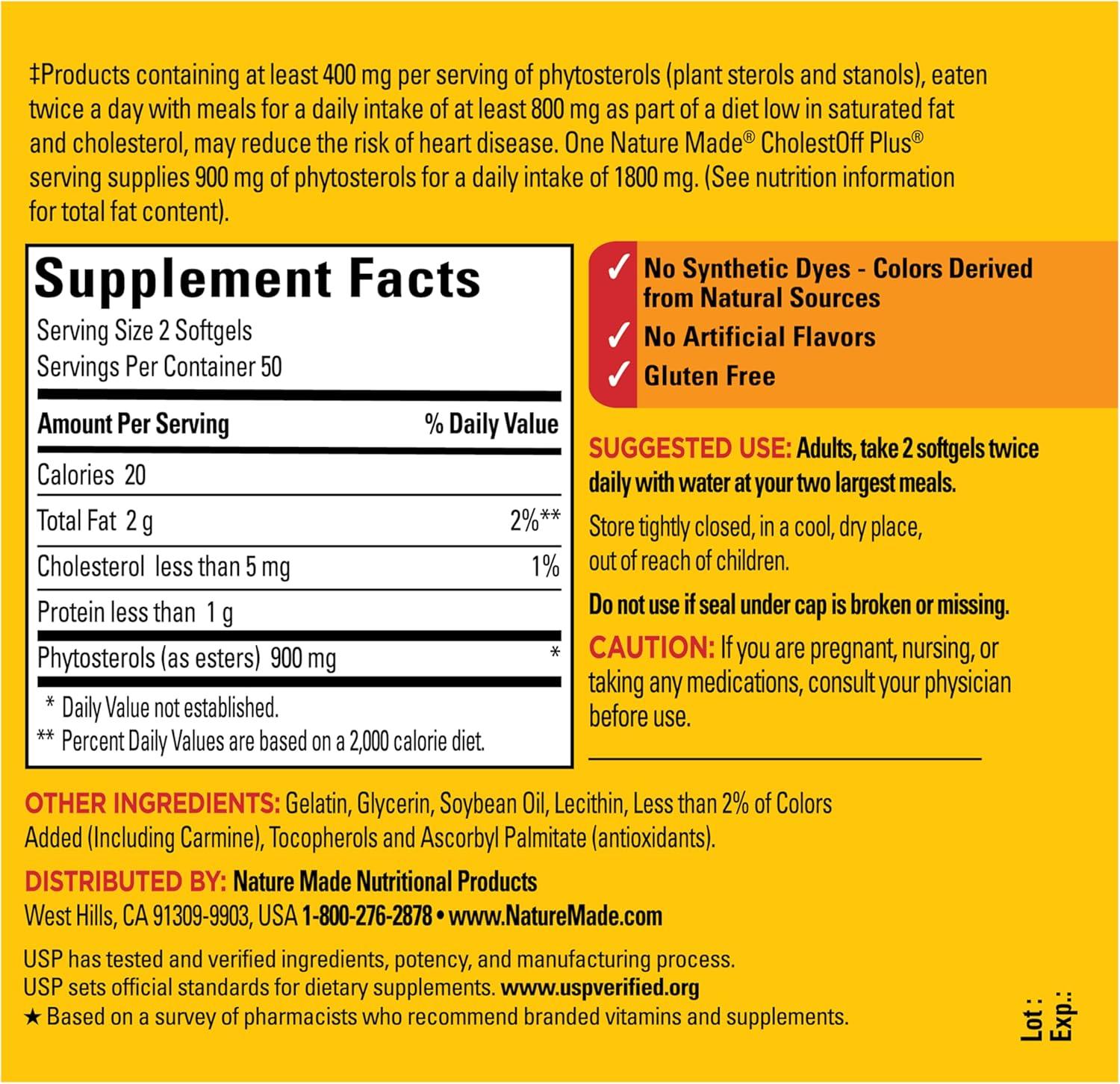 image:imageNature Made CholestOff Plus Dietary Supplement for Heart Health Support 100 Softgels 25 Day Supply